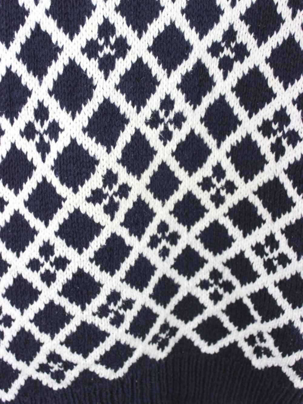 Vintage 80's CLUB MONACO Navy White Birds Eye 100% Cotton Knit Sweater, Size M - Picture 4 of 16
